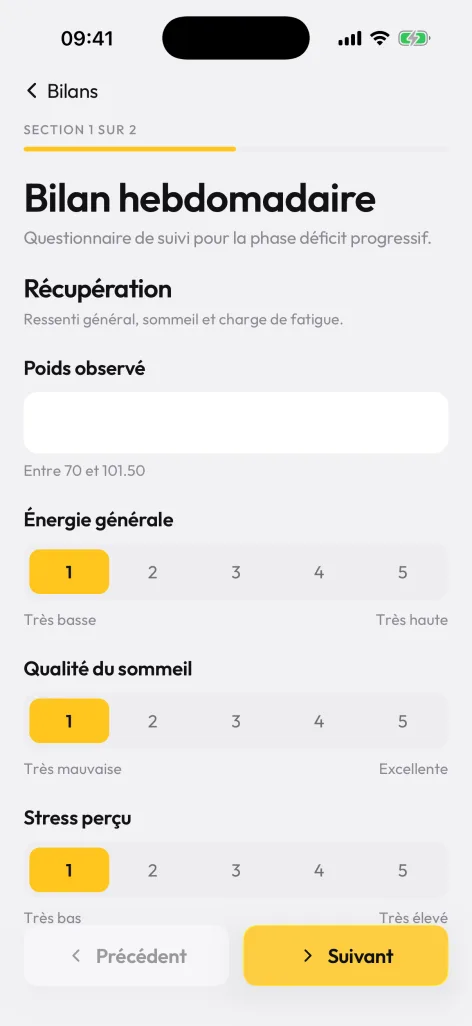 Bilan de la semaine à remplir