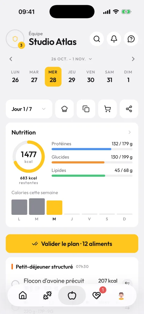 Journée nutrition : calories, macros et plan à valider